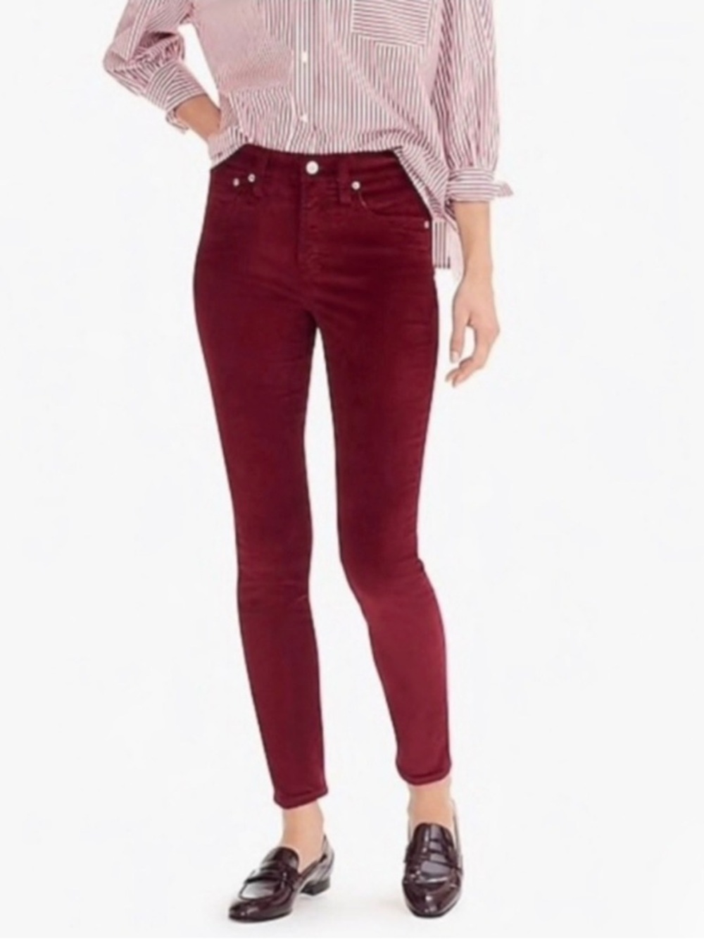 J. Crew Women's Skinny Corduroy Pants in Burgundy